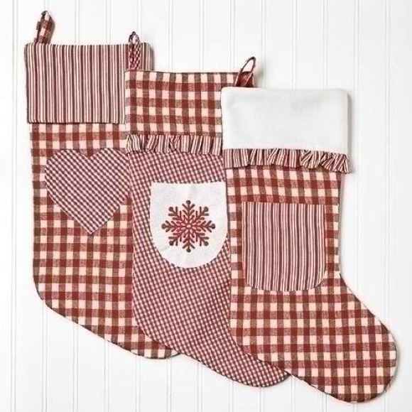 Hobby Lobby Holiday 3 Matching Stocking Pocket Red White Christmas
